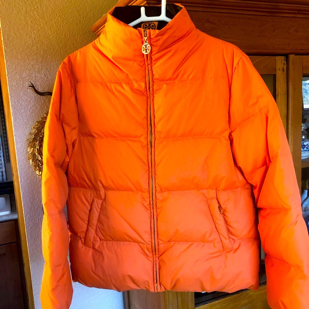 Tory Burch orange puffer